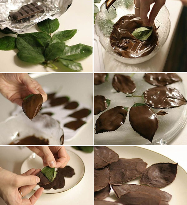 Листочки из шоколада
